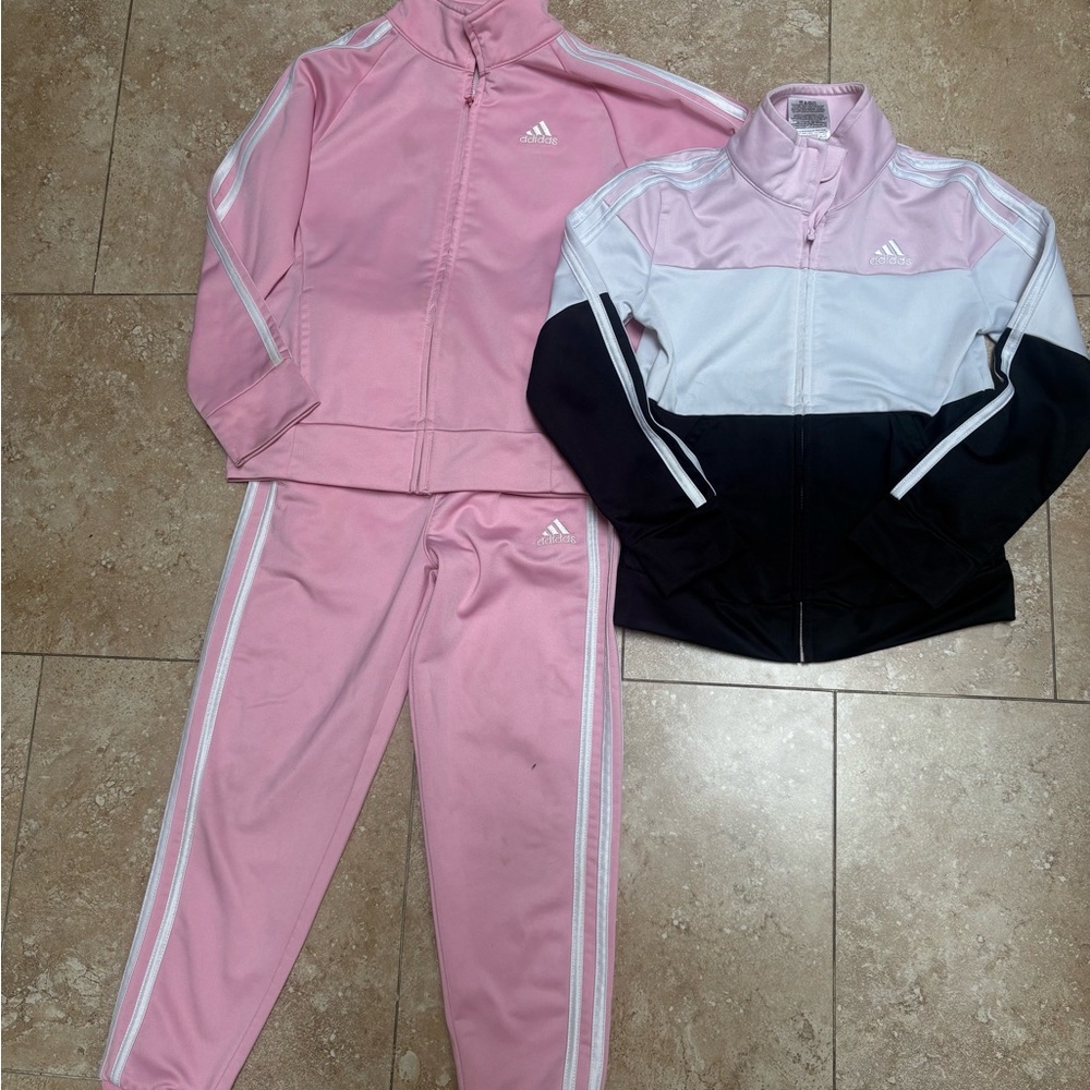 Girls size 6 Adidas Kids Pink and Black Jacket Set